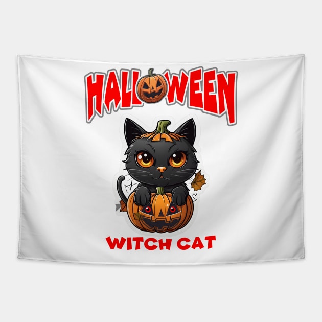 Witch Cat Happy Halloween. Tapestry by moss @ ploy love design