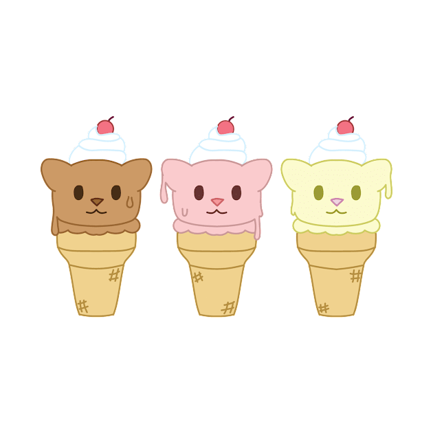 Ice cream cat trio by chibifox