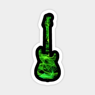 Green Flame Guitar Silhouette on Black Magnet