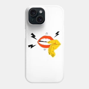 Red lip and nail biting BFRBs symptom. Phone Case