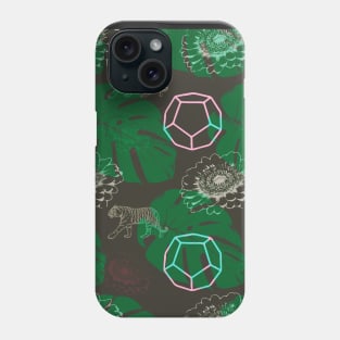 Leaf, tiger and gemstone pattern Phone Case
