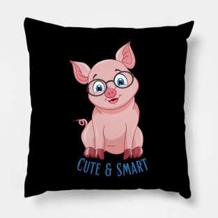 Cute and Smart Cookie Sweet little pink piggy in glasses cute baby outfit Pillow