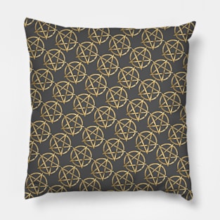 Black and Gold Pentagram Pattern Pillow