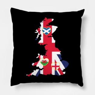 Flags Map Of Great Britain Pillow