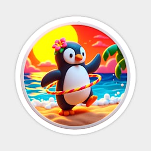 Hula Hoopin' Penguin Magnet