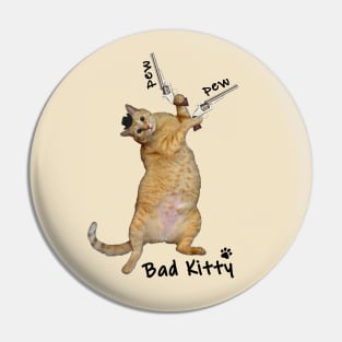 BAD KITTY WEARS A BLACK HAT Pin