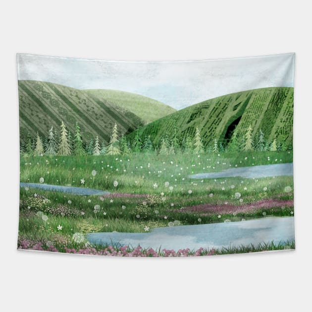 Green Lands Tapestry by KatherineBlowerDesigns