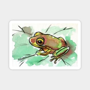 Grenouille - Original frog watercolor painting Magnet