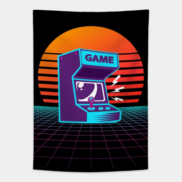 Arcade Machine Retrowave Tapestry by edmproject