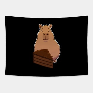 Capybara Chocolate Cake Slice Tapestry