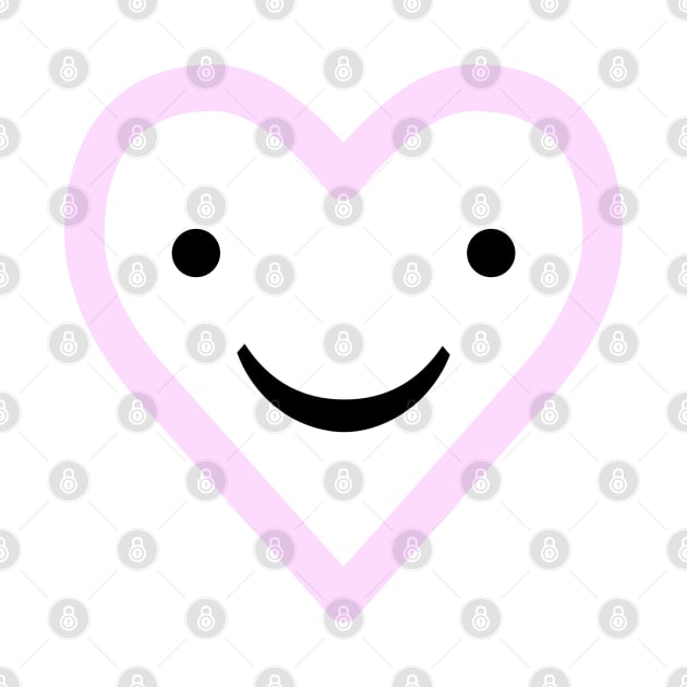 Pink Smiling Heart Simple Kawaii Design by EndlessDoodles