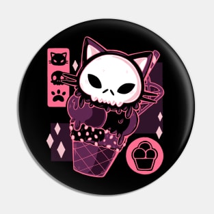 Skull Kitty Cream Pin