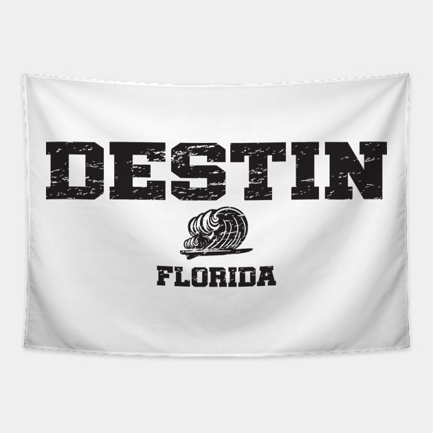 Destin Florida Wave blk Tapestry by Poppa's Designs