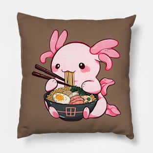 Cute Axolotl Eating Ramen Pillow