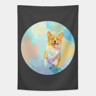 Happy Corgi - Dog Art Tapestry