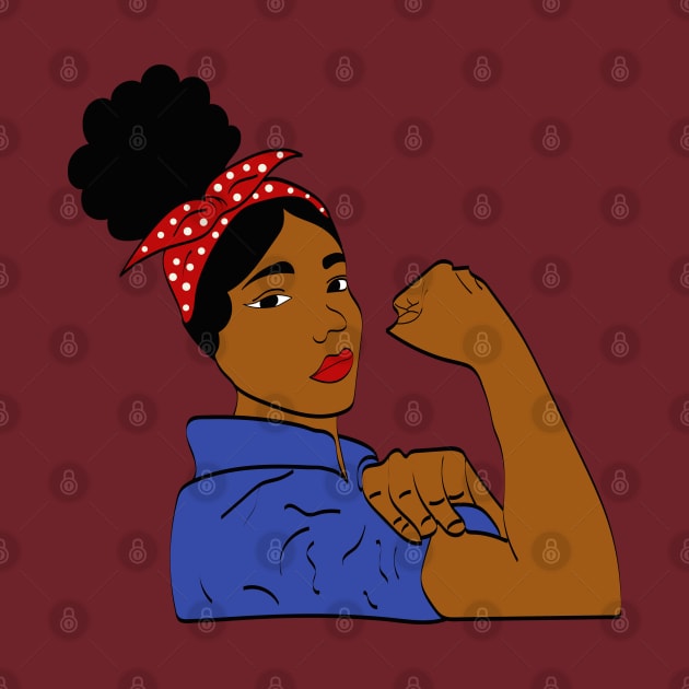 Black Woman Rosie The Riveter Afro Puff by blackartmattersshop