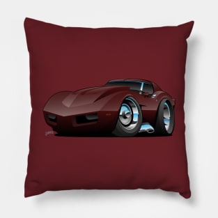 Classic Seventies American Sports Car Cartoon Pillow