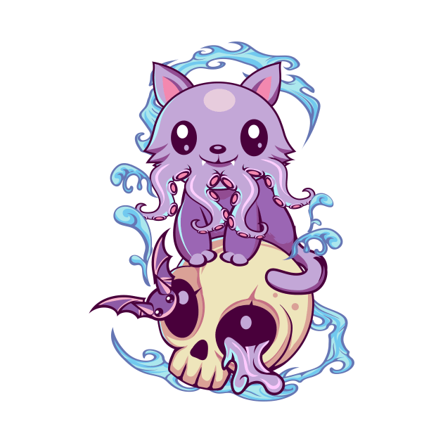 Skull Cat Octopus Kawaii Gothic by DionArts