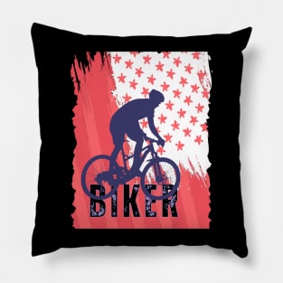 FUNNY RED BIKER FLAG USA Pillow