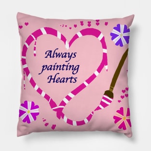 Valentine's Always Painting Hearts (fuschia pink purple) Pillow