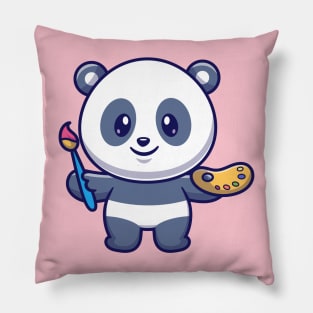 Cute Panda Painting Cartoon Pillow