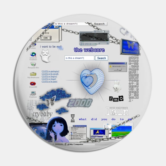 Cybercore World Blue Aesthetic Pin by Cyber Cyanide