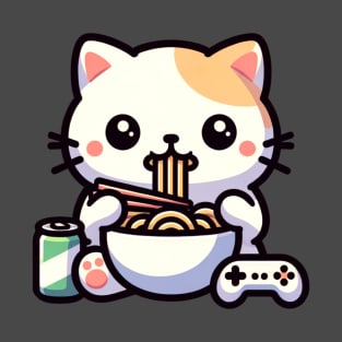 Noodles and Gaming Cat T-Shirt