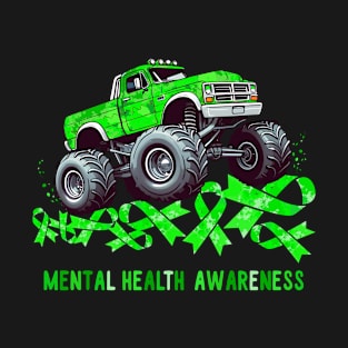 Monster Truck Ribbon Mental Health Awareness T-Shirt