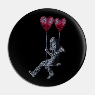 Low Poly Banksy Ballon Girl Scribble Pin