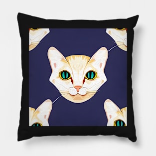 Whisker Wonderland Playful Cat Head Tiling Illustration Pillow