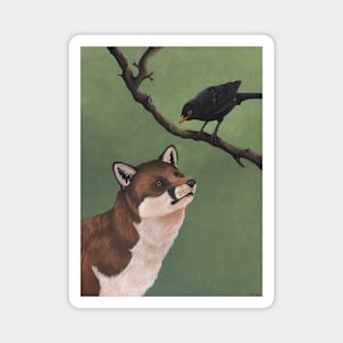 Fox and Blackbird Magnet