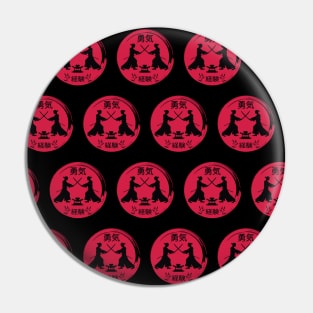 Japanese culture samurai pattern on black Pin