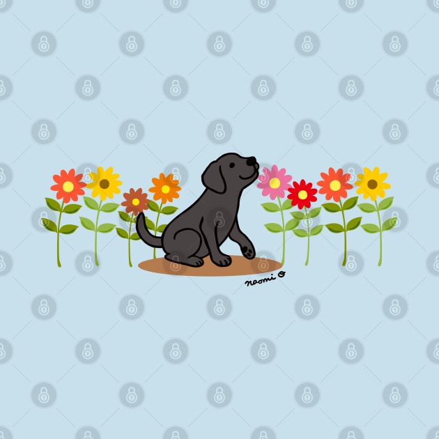 Black Labrador and Flowers by HappyLabradors