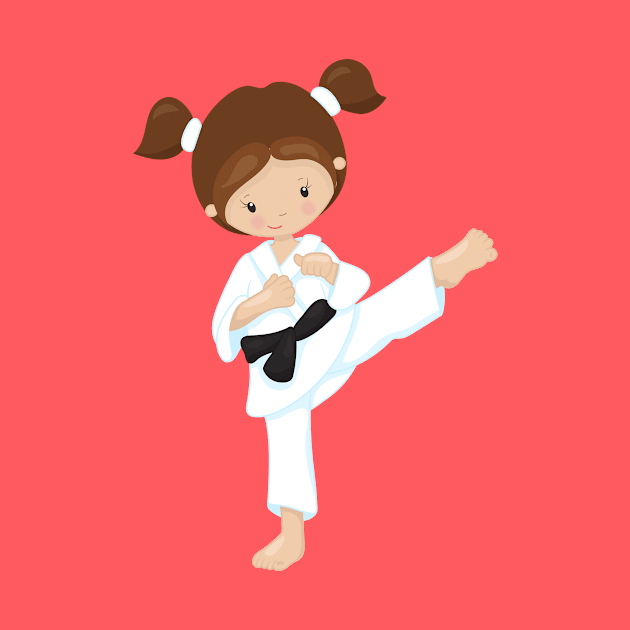 Karate Girl, Cute Girl, Brown Hair, Black Belt by Jelena Dunčević