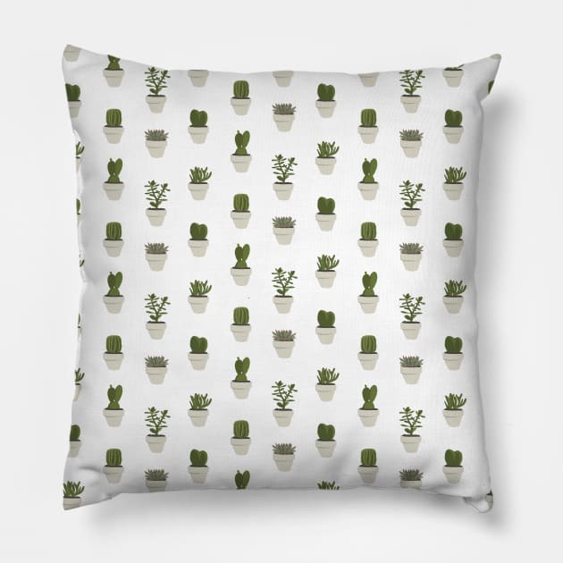 Cacti & Succulents - White Pillow by crumpetsandcrabsticks