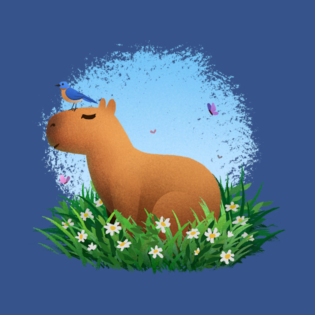 Peaceful Capybara - Cute - T-Shirt