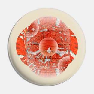 Psychedelic Red bird in Water design Pin