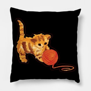 Cat playing with ball Pillow