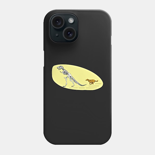 T Rex Dinosaur Skeleton And Dog Phone Case by Redmanrooster