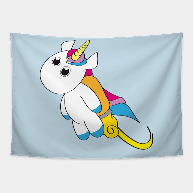 Unicorn Fly with Jetpack Tapestry by HappyGiftArt