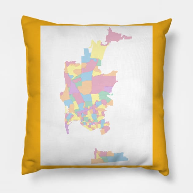 San Diego Neighborhoods Pillow by PendersleighAndSonsCartography