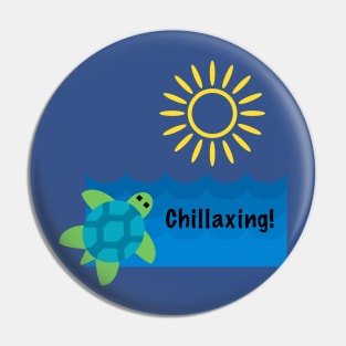 Children's Clothing Turtle Chillaxing Design, with black lettering Pin