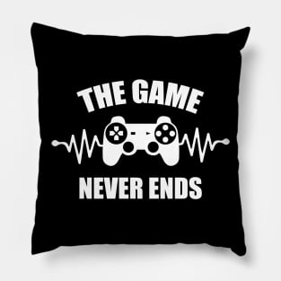 game never ends heartbeat controller gamer quote gaming Pillow