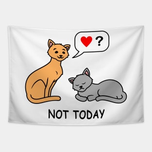 Not Today tired lazy cat wants no love and attention funny cat t-shirt gift for cat lovers Tapestry