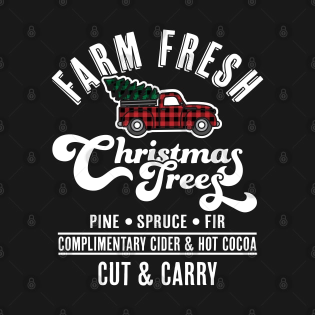 Farm Fresh Christmas Trees - Red Truck Buffalo Plaid Xmas by OrangeMonkeyArt