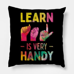 Learn ASL Is Very Handy Cute American Sign Language Pillow