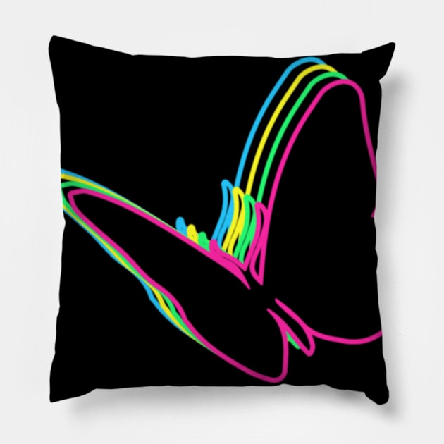 Butterfly 80s Neon Pillow by Nerd_art