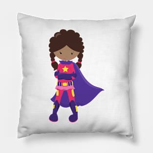 African American Girl, Superhero Girl, Cape Pillow