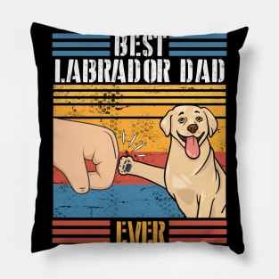 Labrador Dog And Daddy Hand To Hand Best Labrador Dad Ever Dog Father Parent July 4th Day Pillow