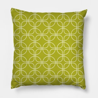 Mid Century Circles Squares on Avocado Green Pillow